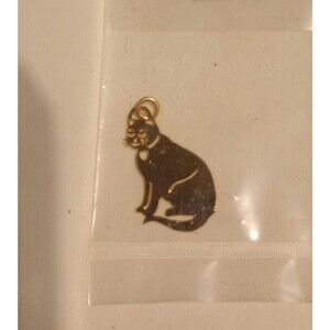 Small 24 k Gold Cat Charm | NWT Original Card | Jewelry Craft Gift Idea